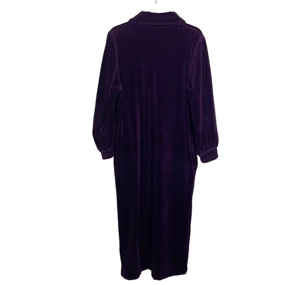Diamond Tea Vintage Womens Robe Size Small Purple Velour Half Zip Long Sleeves - Picture 3 of 9